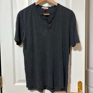 Marine Layer Relaxed Hemp Cotton Henley in washed black